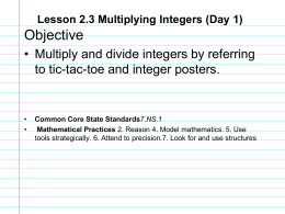 Lesson 2.3 Multiplying Integers (Day 1)