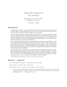 Fisher Files, Sequence II Text summary