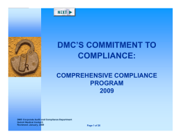 DMC`s Commitment to Compliance