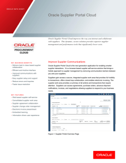 Oracle Supplier Portal Cloud Data Sheet