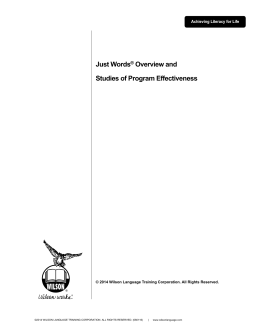 Just Words® Overview and Studies of Program Effectiveness