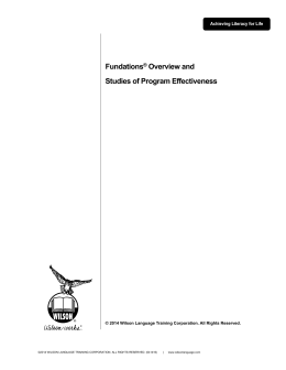 Fundations® Overview and Studies of Program Effectiveness