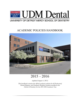 UDM School of Dentistry Academic Policies Handbook