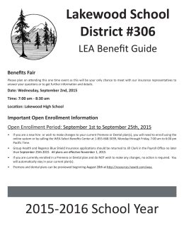 2015-2016 School Year Lakewood School District #306