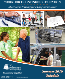 Summer 2016 Schedule - Southeastern Community College