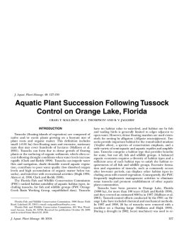 Aquatic Plant Succession Following Tussock Control on Orange