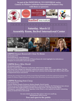 Saturday, March 12 Assembly Room, Bechtel International Center