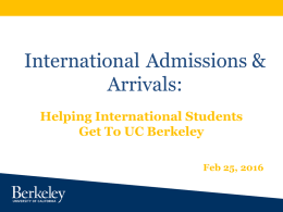 International Students` Admissions and Arrivals