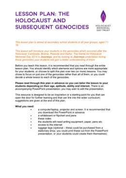 Lesson Plan - The Holocaust and subsequent genocides (ages 11-18)