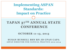 Implementing ASPAN Standards: Impact on Practice