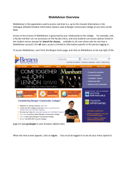 WebAdvisor Overview - Bergen Community College