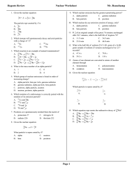 the Nuclear Regents Review Worksheet with answers.