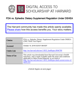 FDA vs. Ephedra: Dietary Supplement Regulation Under DSHEA