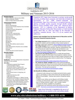 Military and Veterans 2015-2016 www.uiu.edu/admissions/military
