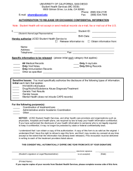 Authorization for Release of Health Information Form