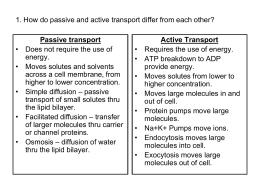 1. How do passive and active transport differ from each other?