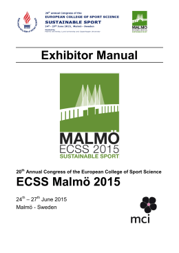 Exhibitor Manual ECSS Malmö 2015