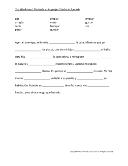 3rd Worksheet: Preterite vs Imperfect Verbs in Spanish dar arreglar