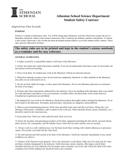 Flinn Scientific`s Student Safety Contract