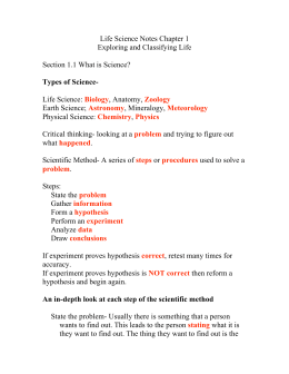 Life Science Notes Chapter 1 Exploring and Classifying Life Section
