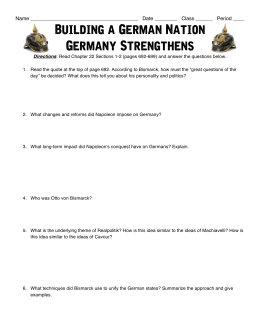 Building a German Nation - Germany Strengthens