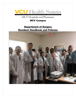 MCV Campus Department of Surgery Resident Handbook and