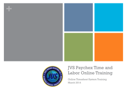 JVS Paychex Time and Labor Online Training