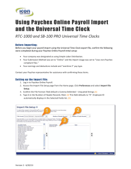 Using Paychex Online Payroll Import and the Universal Time Clock