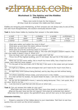 Worksheet 2: The Sphinx and the Riddles