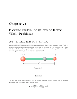 Chapter 23 Electric Fields. Solutions of Home Work Problems