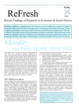 Mortality and Public Health, 1815-1914