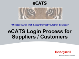 eCATS Login Process for Suppliers / Customers