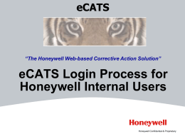eCATS Login Process for Honeywell Internal Users