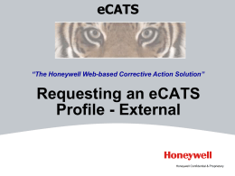 Requesting an eCATS Profile - External