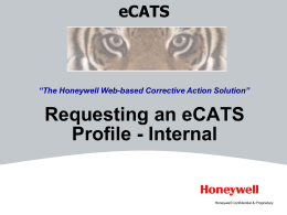 Requesting an eCATS Profile - Internal