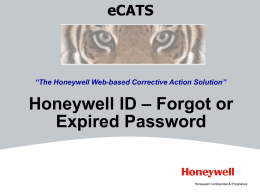 Honeywell ID – Forgot or Expired Password