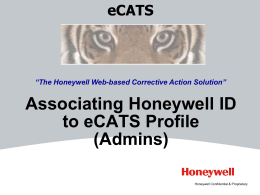 Associating Honeywell ID to eCATS Profile (Admins)