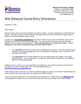 Web Enhanced Course Entry Information