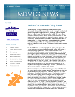 MDMLG NEWS - MDMLG / Metropolitan Detroit Medical Library Group