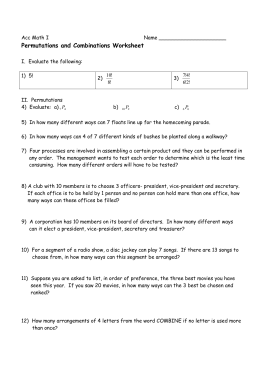 Permutations and Combinations Worksheet