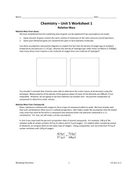 Chemistry – Unit 5 Worksheet 1