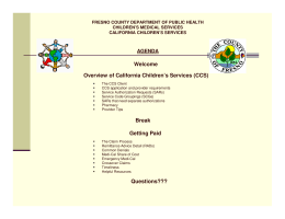 Overview of California Children`s Services (CCS)