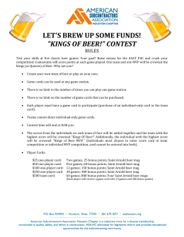LET`S BREW UP SOME FUNDS! "KINGS OF BEER!" CONTEST
