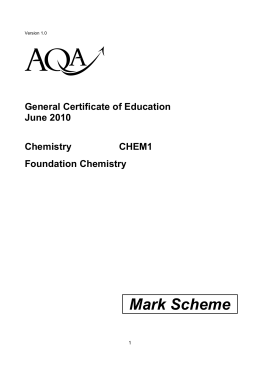 A-level Chemistry Mark Scheme Unit 01 - Foundation