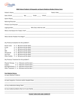 Ortho New Pediatric Patient Medical History Questionnaire