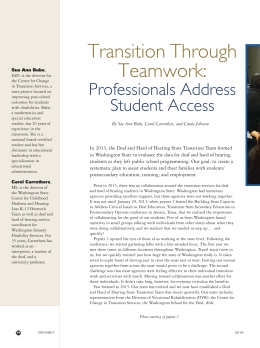 Transition Through Teamwork: Professionals Address Student Access