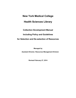 Collection Development Policy - Health Sciences Library