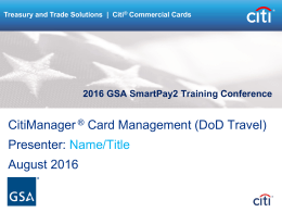 CitiManager Card Management DoD Travel CLP