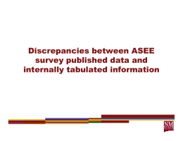 Discrepancies between ASEE survey published data and internally