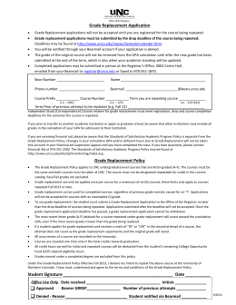 Grade Replacement Application - University of Northern Colorado